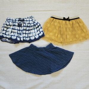 Set of Three Baby Girl Skirts - Blue, Yellow, and Navy